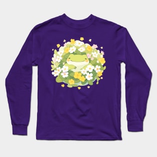 Kawaii Baby Frog Spring Flowers Happiness Long Sleeve T-Shirt